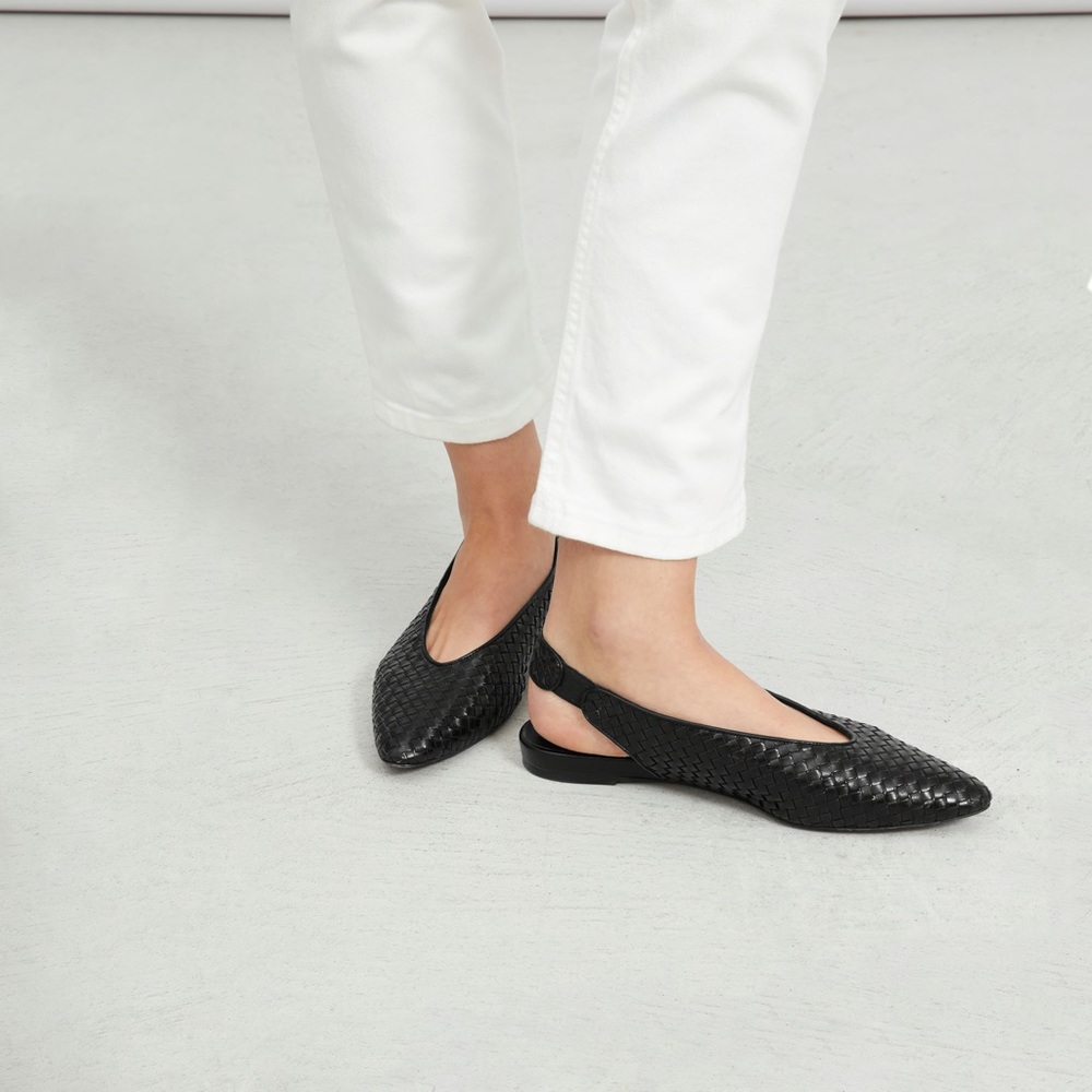 EVERLANE | The V Slingback Woven Black Flats - Picture 3 of 13